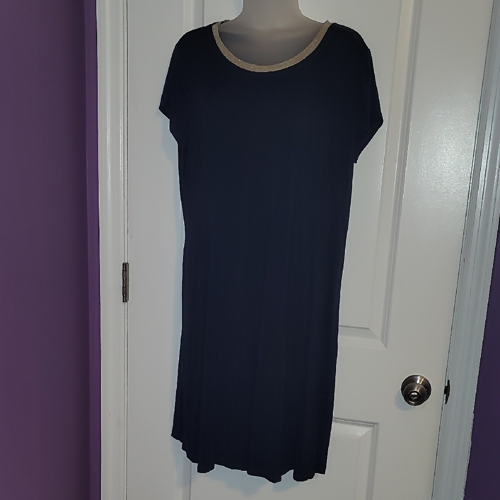 Michael Kors Navy Dress with Cream Accent Sz: XL